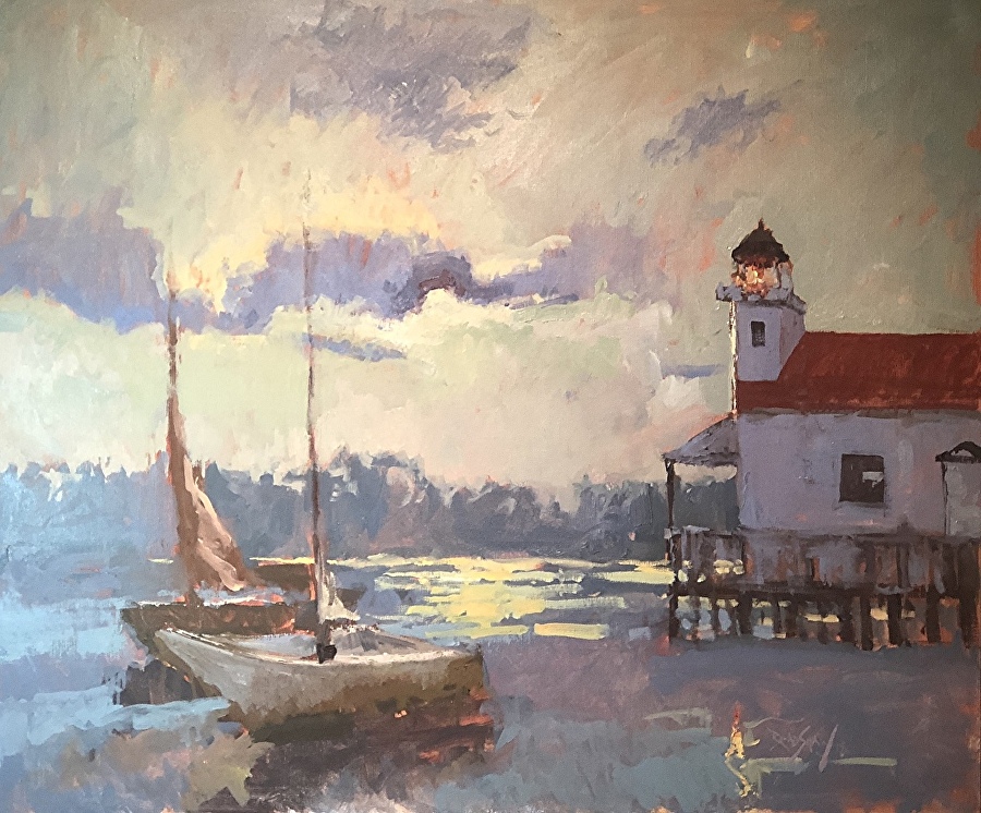 Thomas Bradshaw Harbor Lighthouse Plein Air Painting