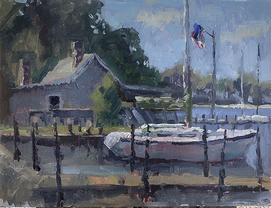 Thomas Bradshaw Coastal Marina Plein Air Painting