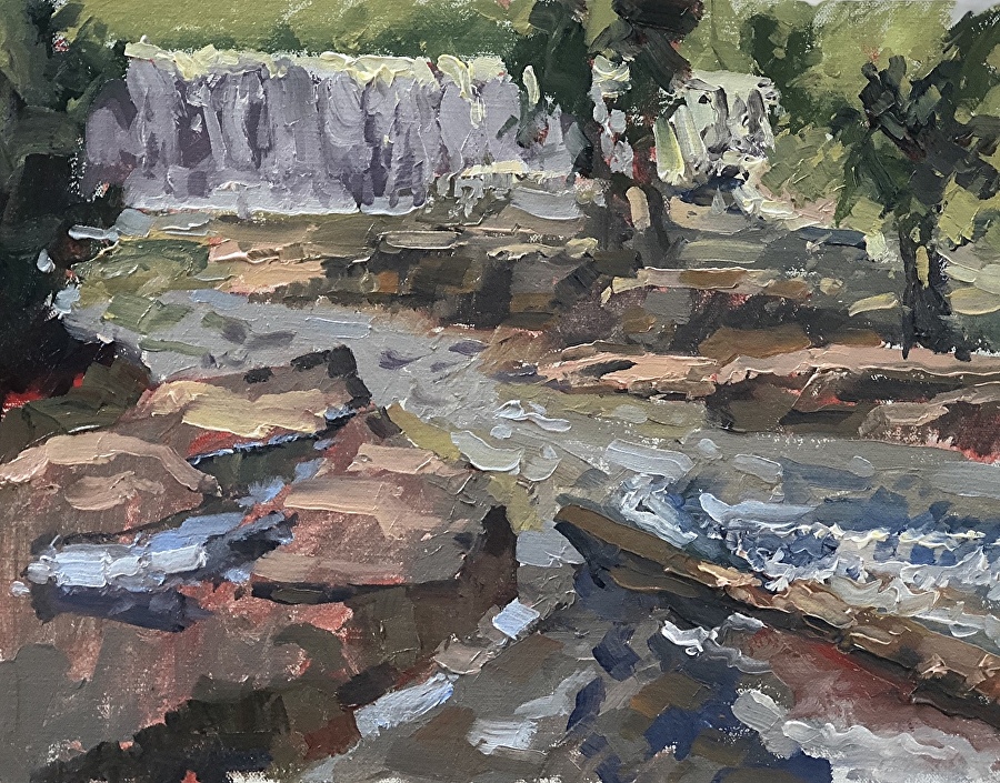 Thomas Bradshaw Waterfalls Plein Air Painting