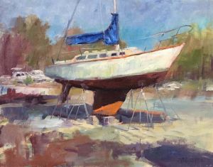 Joanne Geisel Drydocked --16x20 plein air painting