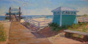 Oceanview Fishing Pier 12x24 oil on linen