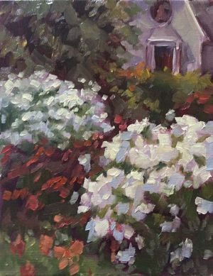 Joanne Geisel White Azaleas 8x10 plein air painting