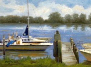 Docked Sails by plein air painter, Mary Gregory