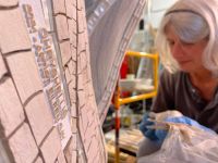 Eileen Gay creating Sculpture