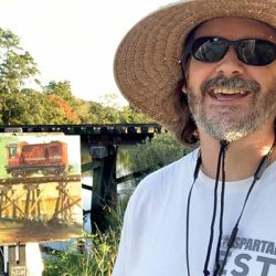 Doug-Clarke-train-painting-selfie